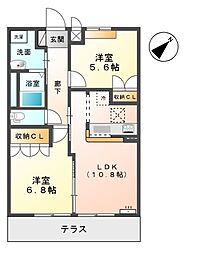 グランウッドA 2LDKの間取図画像