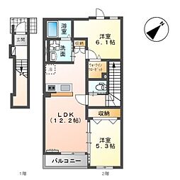 グランデ ヴィラージュ 2LDKの間取図画像
