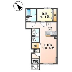 (仮称)市原市飯沼新築アパート 1LDKの間取図画像