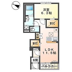 袖ヶ浦市坂戸市場 アパート新築工事 1LDKの間取図画像