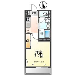 OceanCoastTsudanuma（オーシャンコーストツダヌマ） 3階1Kの間取り