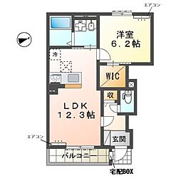 (仮称) 流山市加1丁目 アパート 1LDKの間取図画像