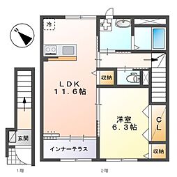 Bois Clair(ボワ クレール) 1LDKの間取図画像