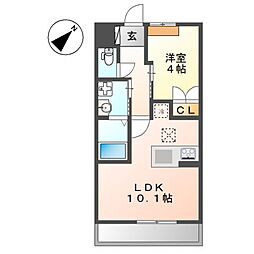 ベルセ 1LDKの間取図画像