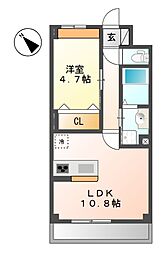 パルテノン 1LDKの間取図画像