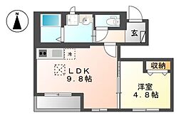 ピュアオール 1LDKの間取図画像