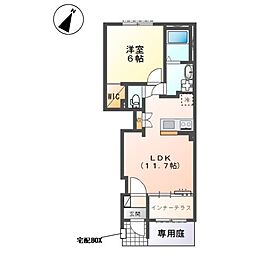 仮)日野市西平山 アパート新築工事 1LDKの間取図画像