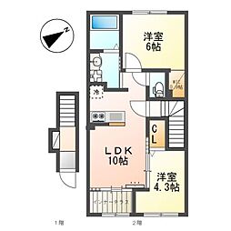 スカイセレーネ 2LDKの間取図画像