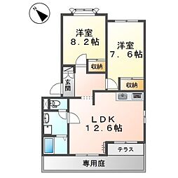 フォートヴィラ2 2LDKの間取図画像