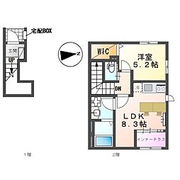 海老名市大谷北2丁目アパート 1LDKの間取図画像