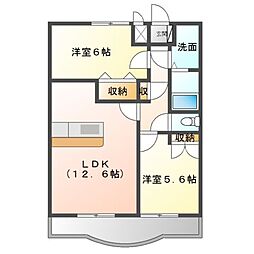 サンクチュアリ・端山 2LDKの間取図画像