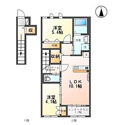 メゾンドフレシール 2LDKの間取図画像
