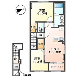 御殿場市東田中アパート 2LDKの間取図画像