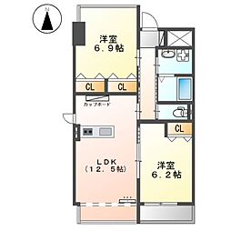 GNO.1美女神 2LDKの間取図画像