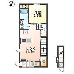 ルミエールハイツ石兼 1LDKの間取図画像