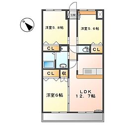 リバーヒルズ・Ｓ 2階/205
