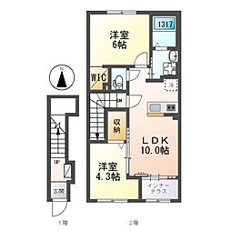 プライムローズ 2LDKの間取図画像