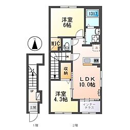 プライムローズ 2LDKの間取図画像