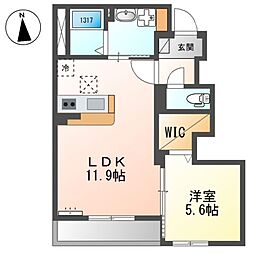 シャンペトル 1LDKの間取図画像