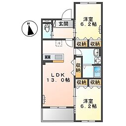 フローラ ガーデン 2LDKの間取図画像