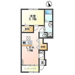 カーサ ミラリーノ 1LDKの間取図画像