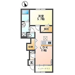 カーサ ミラリーノ 1LDKの間取図画像