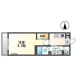旭区清水1丁目アパート新築工事 1Kの間取図画像