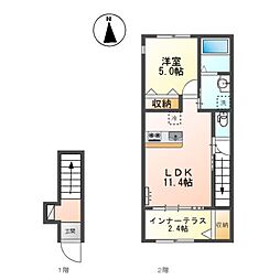 プラシッド ピュール (placide pure) 1LDKの間取図画像