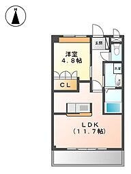 グリーンヴィラ六甲 1LDKの間取図画像