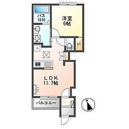 Comodo 1LDKの間取図画像