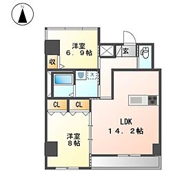 レジデンスヒルズザワカヤマ 2LDKの間取図画像