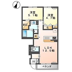 サクラーレ・アリエッタ 1階2LDKの間取り