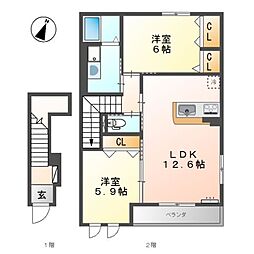 サニー 2LDKの間取図画像