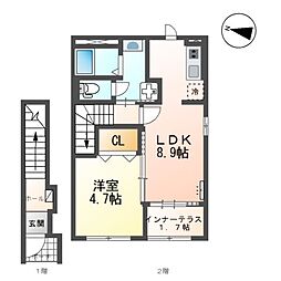 トレイル日吉台 1LDKの間取図画像