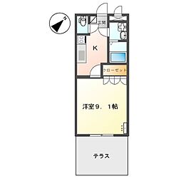 愛メゾン 1Kの間取図画像