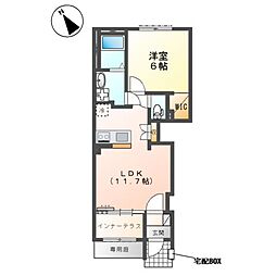 宗像市三郎丸2丁目アパート 1LDKの間取図画像