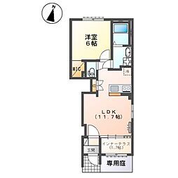 仮)北九州市八幡西区陣原4丁目アパート新築工事 1LDKの間取図画像