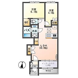 シエル ラフィネ 2LDKの間取図画像