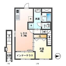 リトルブーケ城南 1LDKの間取図画像