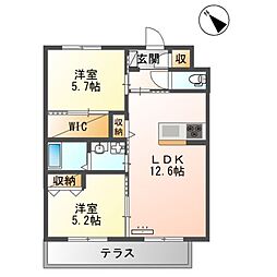 Sun Pearl Hills 2LDKの間取図画像