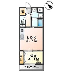 仮)福岡市南区野間新築マンション 1LDKの間取図画像