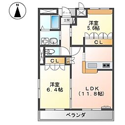 ピュアライヴ4 2LDKの間取図画像