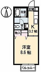 杉乃子ハイム 1階1Kの間取り