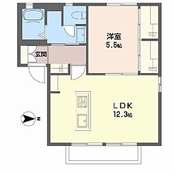 T・クレマチス新保B 1LDKの間取図画像