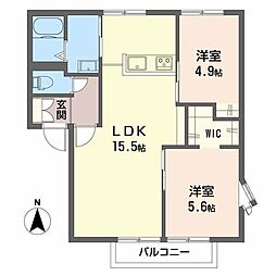 サンディスク米山A 2LDKの間取図画像