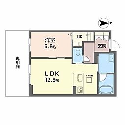 凛 1LDKの間取図画像