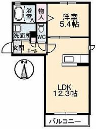 フローラルコート 1LDKの間取図画像