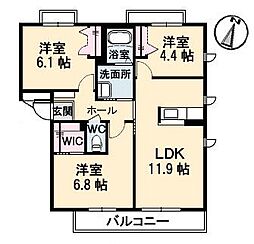 クローバー21A 3LDKの間取図画像