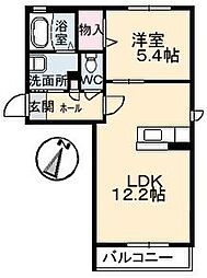 シュエット2 1LDKの間取図画像