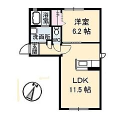 ラ・パルテール大福3 1LDKの間取図画像